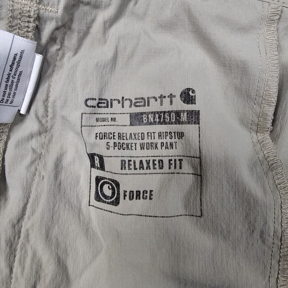Carhartt Force Pants Mens 38x34 Tan Ripstop Nylon Pocket Work Outdoor Stretch - Picture 6 of 16